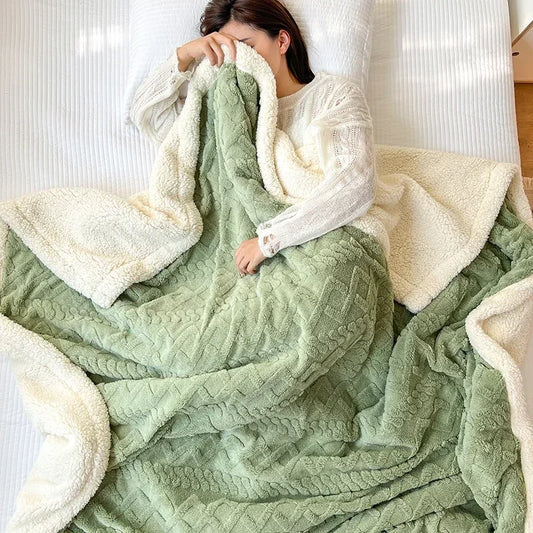 Soft Woolen Blanket - Warm Lamb Velvet Flannel Cover for Bedding Sofa and Office Use - ZOOMNSTORE
