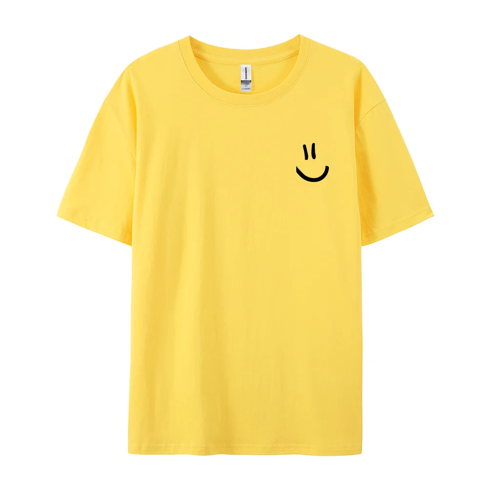 Men Graphic T Shirt - Minimalist Smile Print Cotton Tee | Breathable Summer Casual
