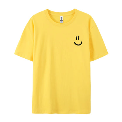 Men Graphic T Shirt - Minimalist Smile Print Cotton Tee | Breathable Summer Casual