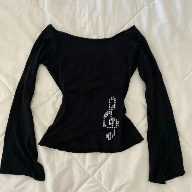 Harajuku cut top fashionable hot brick printed T-shirt pattern T-shirt y2k women's street fashion emo girl