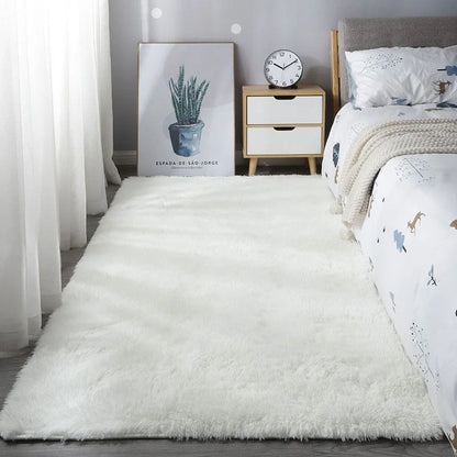 Shaggy Area Rug - Gray Long Pile Plush Carpet | Non Slip Bottom Floor Mat - ZOOMNSTORE