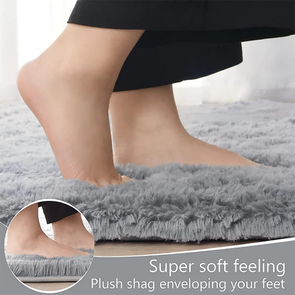 Shaggy Area Rug - Gray Long Pile Plush Carpet | Non Slip Bottom Floor Mat - ZOOMNSTORE