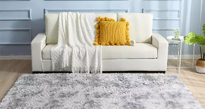 Shaggy Area Rug - Gray Long Pile Plush Carpet | Non Slip Bottom Floor Mat - ZOOMNSTORE