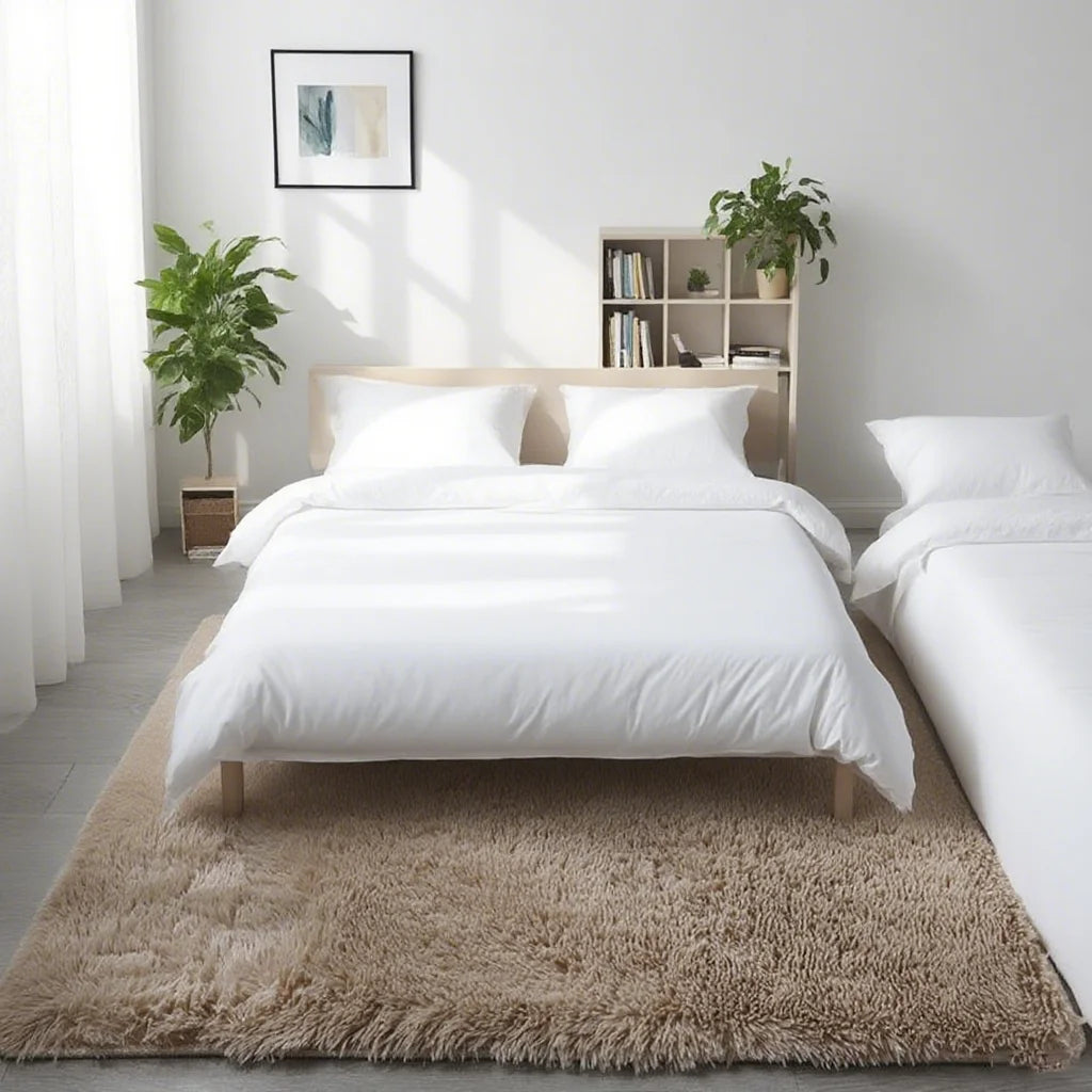 Shaggy Area Rug - Gray Long Pile Plush Carpet | Non Slip Bottom Floor Mat - ZOOMNSTORE