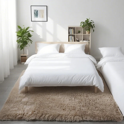 Shaggy Area Rug - Gray Long Pile Plush Carpet | Non Slip Bottom Floor Mat - ZOOMNSTORE