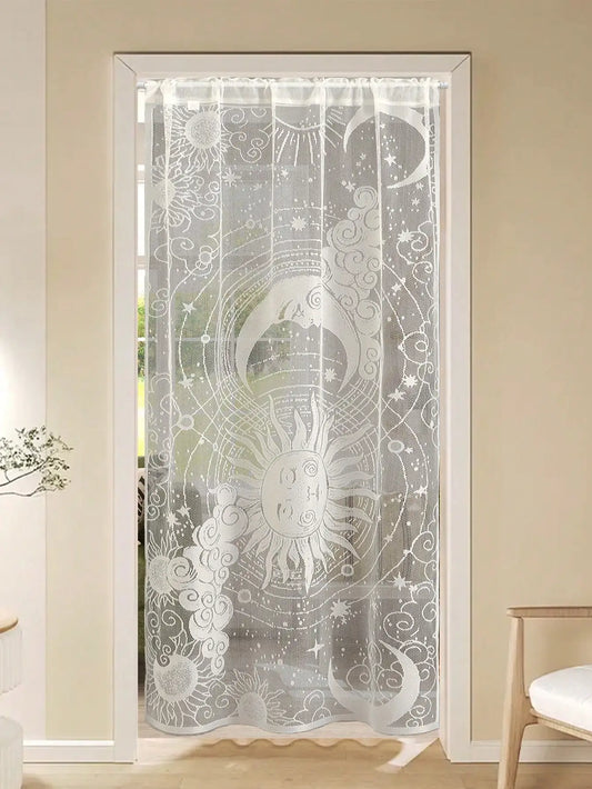 Floral Embroidered Sheer Door Curtain - 72 Inch Semi-Sheer Voile Drape - ZOOMNSTORE