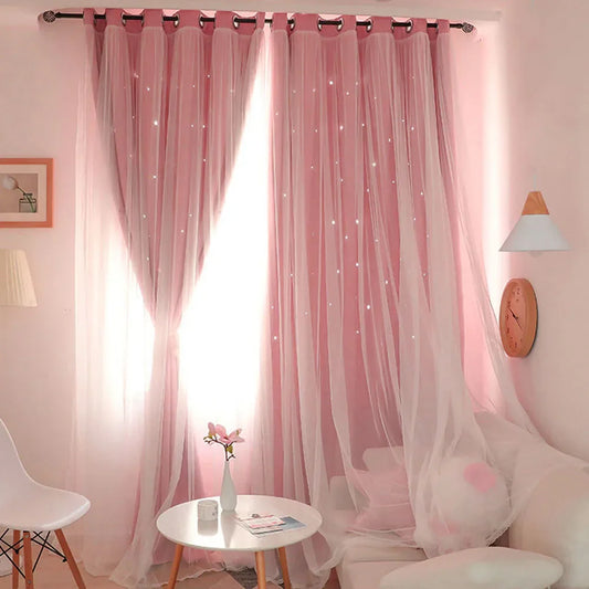 Sheer Star Curtains for Kids - Double Layered Drapes for Living Room  Bedroom - ZOOMNSTORE