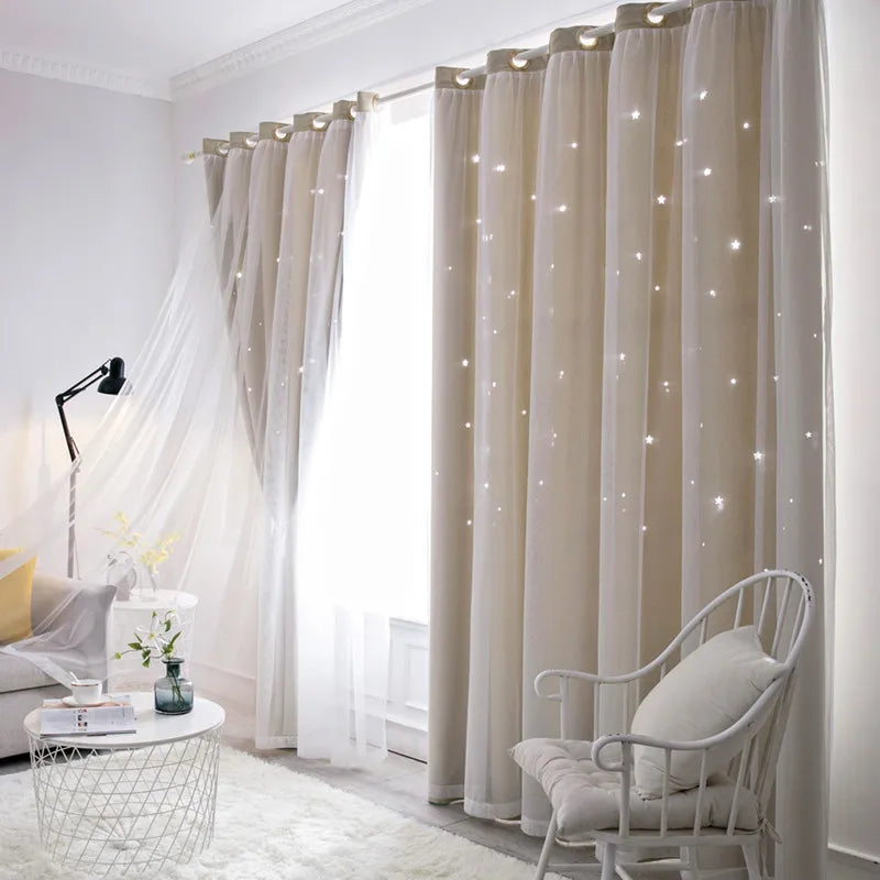 Sheer Star Curtains for Kids - Double Layered Drapes for Living Room  Bedroom - ZOOMNSTORE