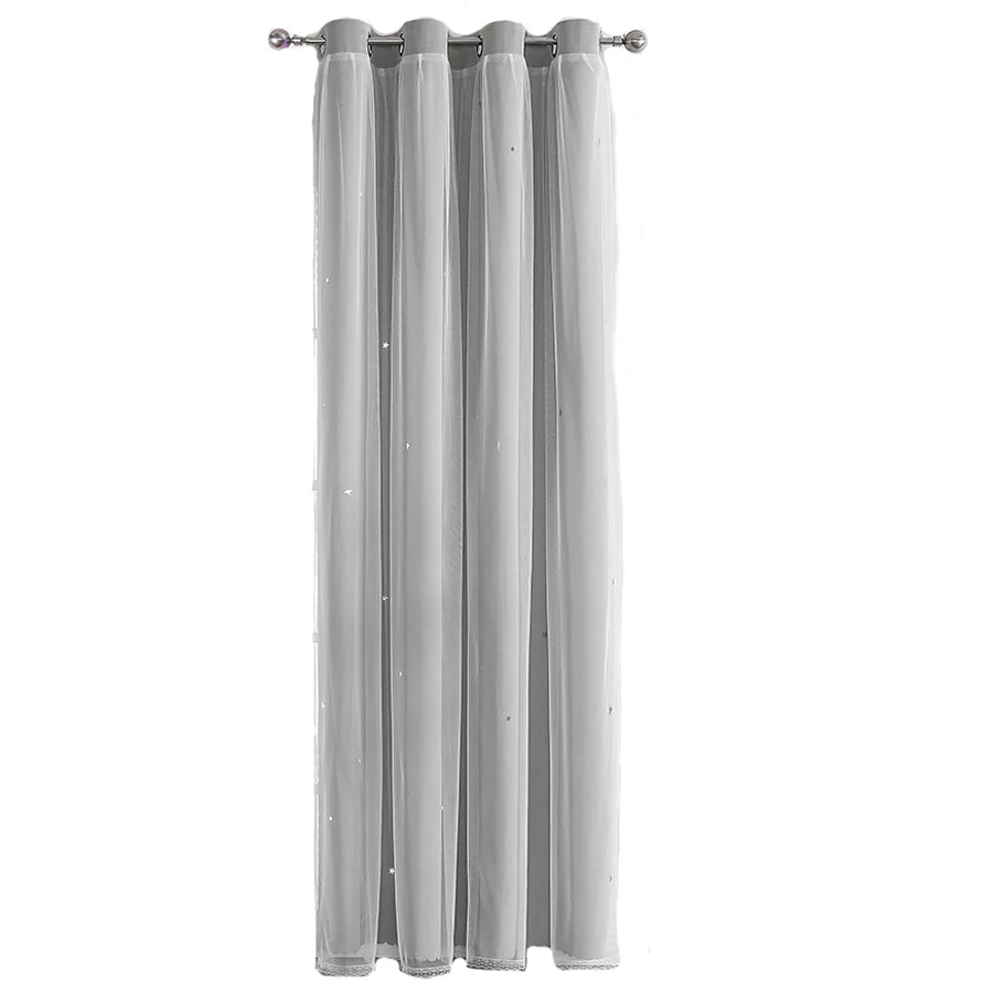 Double Layer Sheer Kids Curtains - Romantic Star Design Drapes for Living Room  Bedroom - ZOOMNSTORE