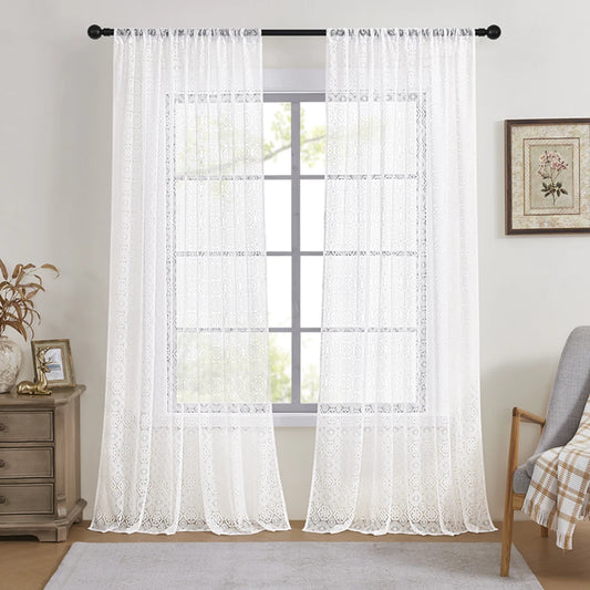 Sheer Voile Curtains | 2PCS Translucent Window Panels - Easy Hang, Soft White Polyester Drapes - ZOOMNSTORE