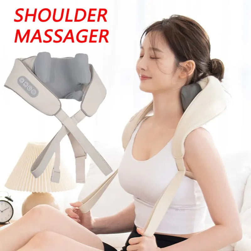 Rechargeable Powerful 5D Shiatsu Back Neck Shoulder Massager Heated Kneading Neck And Shoulder Muscle Relaxing Massage Shawl - ZOOMNSTORE