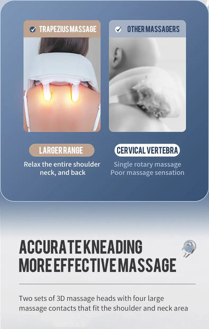 Rechargeable Powerful 5D Shiatsu Back Neck Shoulder Massager Heated Kneading Neck And Shoulder Muscle Relaxing Massage Shawl - ZOOMNSTORE