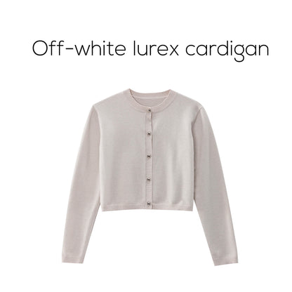 Elegant Womens Shine Cardigan  Pleated Slip Dress - Autumn Winter 2026 Collection - ZOOMNSTORE