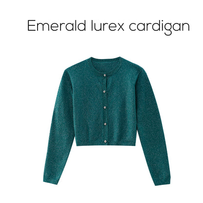 Elegant Womens Shine Cardigan  Pleated Slip Dress - Autumn Winter 2026 Collection - ZOOMNSTORE