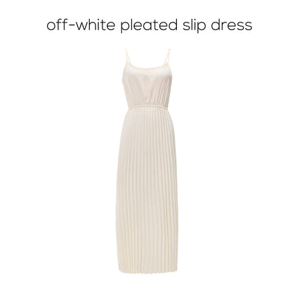 Elegant Womens Shine Cardigan  Pleated Slip Dress - Autumn Winter 2026 Collection - ZOOMNSTORE