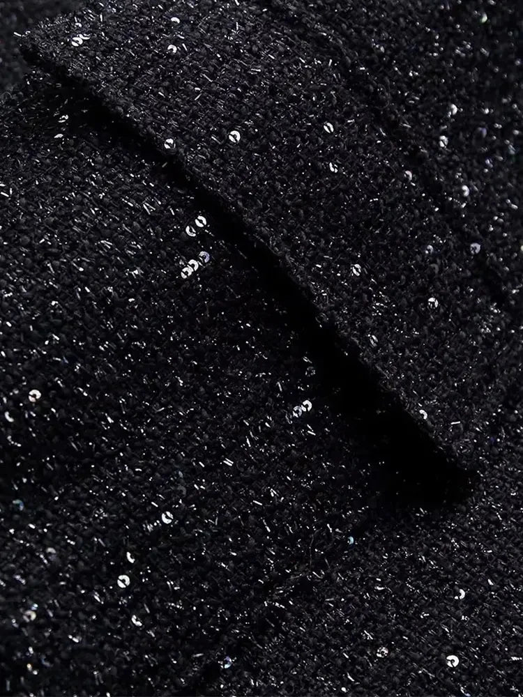 Shiny Sequin Jacket - Y2K Gold Stand Collar Coat for Women - ZOOMNSTORE