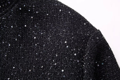 Shiny Sequin Jacket - Y2K Gold Stand Collar Coat for Women - ZOOMNSTORE
