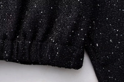 Shiny Sequin Jacket - Y2K Gold Stand Collar Coat for Women - ZOOMNSTORE