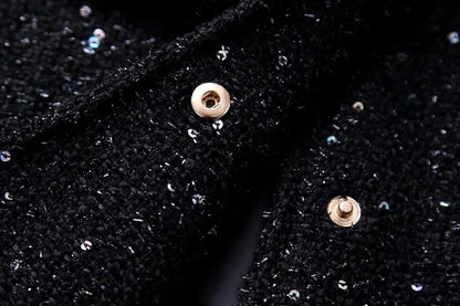 Shiny Sequin Jacket - Y2K Gold Stand Collar Coat for Women - ZOOMNSTORE