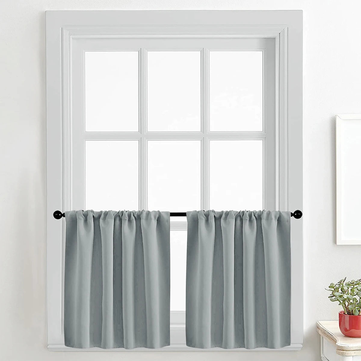Solid Short Blackout Curtain - Small Kitchen  Bathroom Decor with UV Protection - ZOOMNSTORE