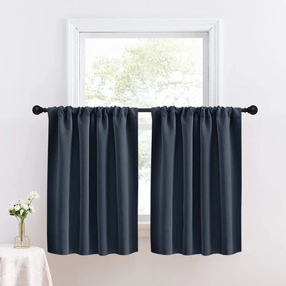Solid Short Blackout Curtain - Small Kitchen  Bathroom Decor with UV Protection - ZOOMNSTORE