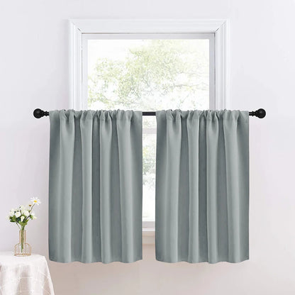 Solid Short Blackout Curtain - Small Kitchen  Bathroom Decor with UV Protection - ZOOMNSTORE