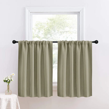 Solid Short Blackout Curtain - Small Kitchen  Bathroom Decor with UV Protection - ZOOMNSTORE