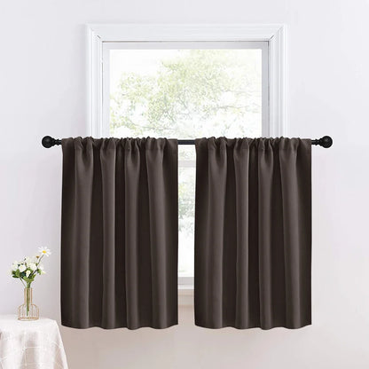 Solid Short Blackout Curtain - Small Kitchen  Bathroom Decor with UV Protection - ZOOMNSTORE