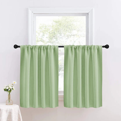Solid Short Blackout Curtain - Small Kitchen  Bathroom Decor with UV Protection - ZOOMNSTORE