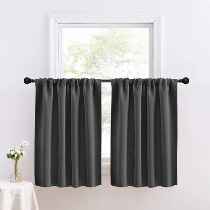 Solid Short Blackout Curtain - Small Kitchen  Bathroom Decor with UV Protection - ZOOMNSTORE
