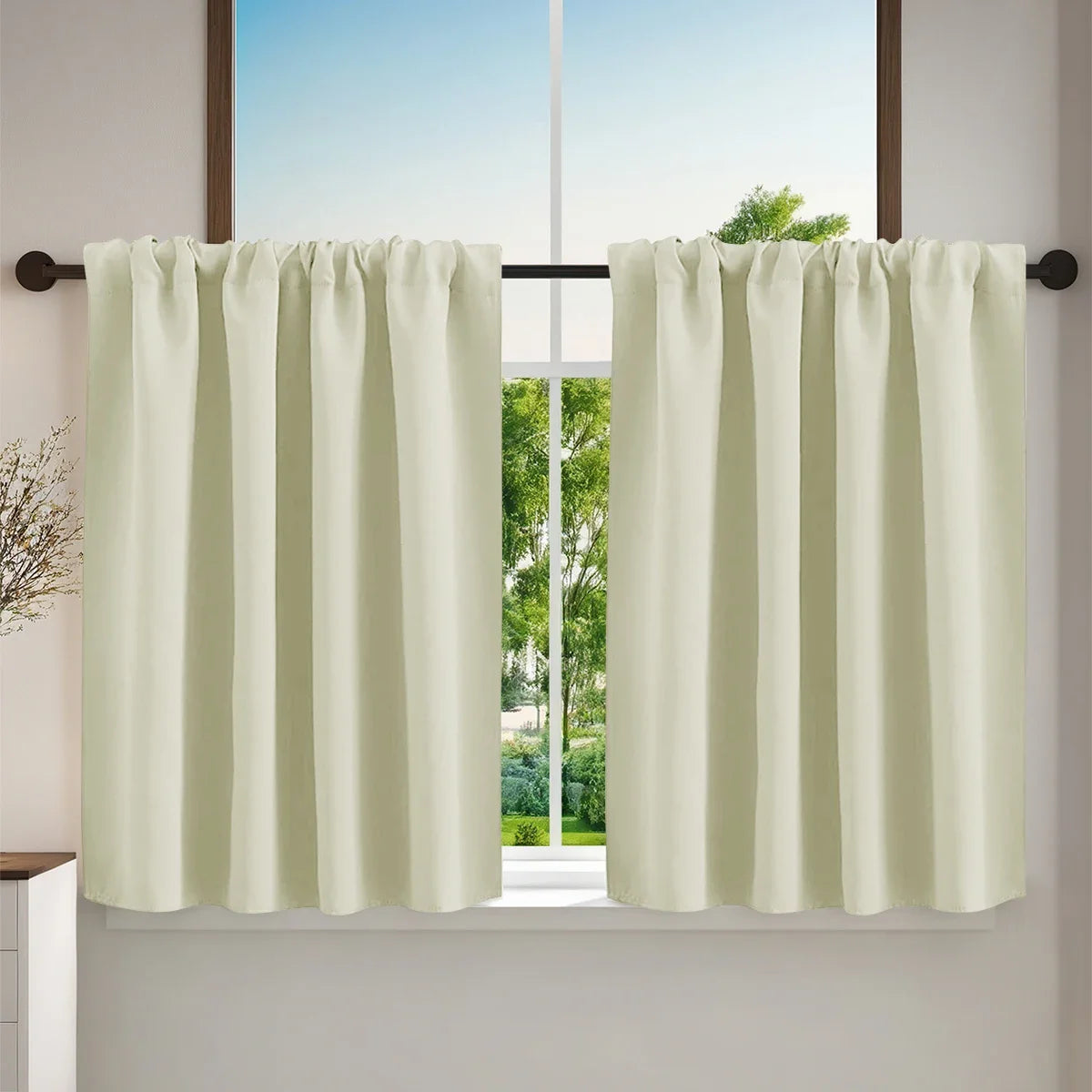 Solid Short Blackout Curtain - Small Kitchen  Bathroom Decor with UV Protection - ZOOMNSTORE