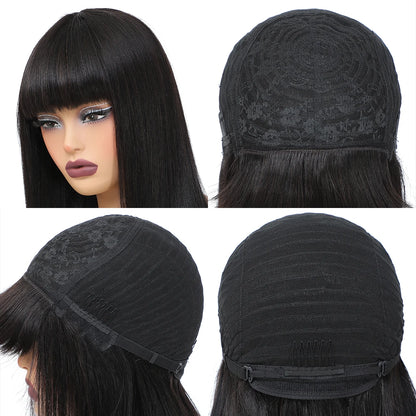 Short Bob Wig – Human Hair Straight Bang Bob with 180% Density for Women - ZOOMNSTORE