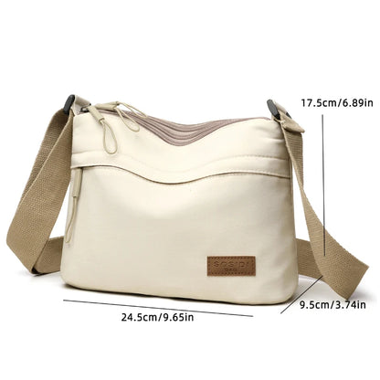 Shoulder Crossbody Bag - Women's Canvas Handbag With Multi-Pocket Purse & Zipper Closure - ZOOMNSTORE