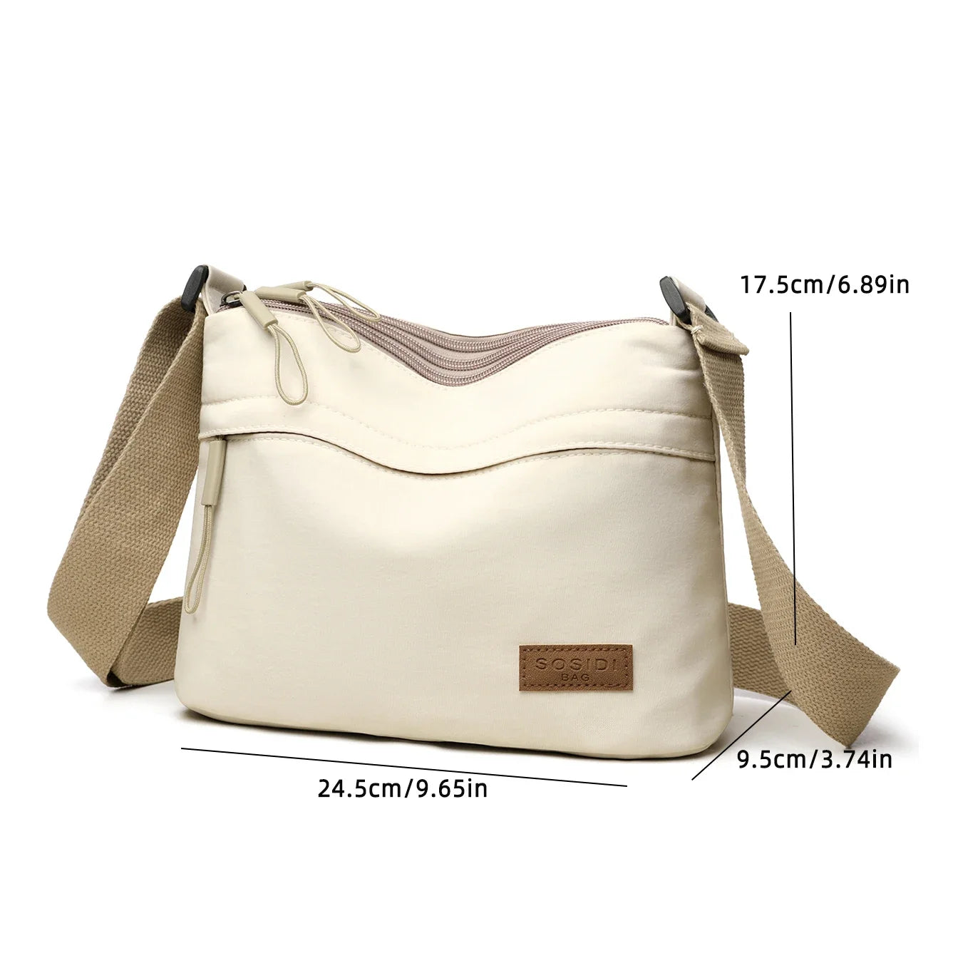 Shoulder Crossbody Bag - Women's Canvas Handbag With Multi-Pocket Purse & Zipper Closure - ZOOMNSTORE