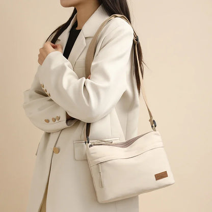 Shoulder Crossbody Bag - Women's Canvas Handbag With Multi-Pocket Purse & Zipper Closure - ZOOMNSTORE