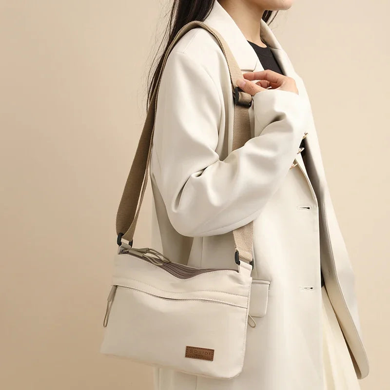 Shoulder Crossbody Bag - Women's Canvas Handbag With Multi-Pocket Purse & Zipper Closure - ZOOMNSTORE