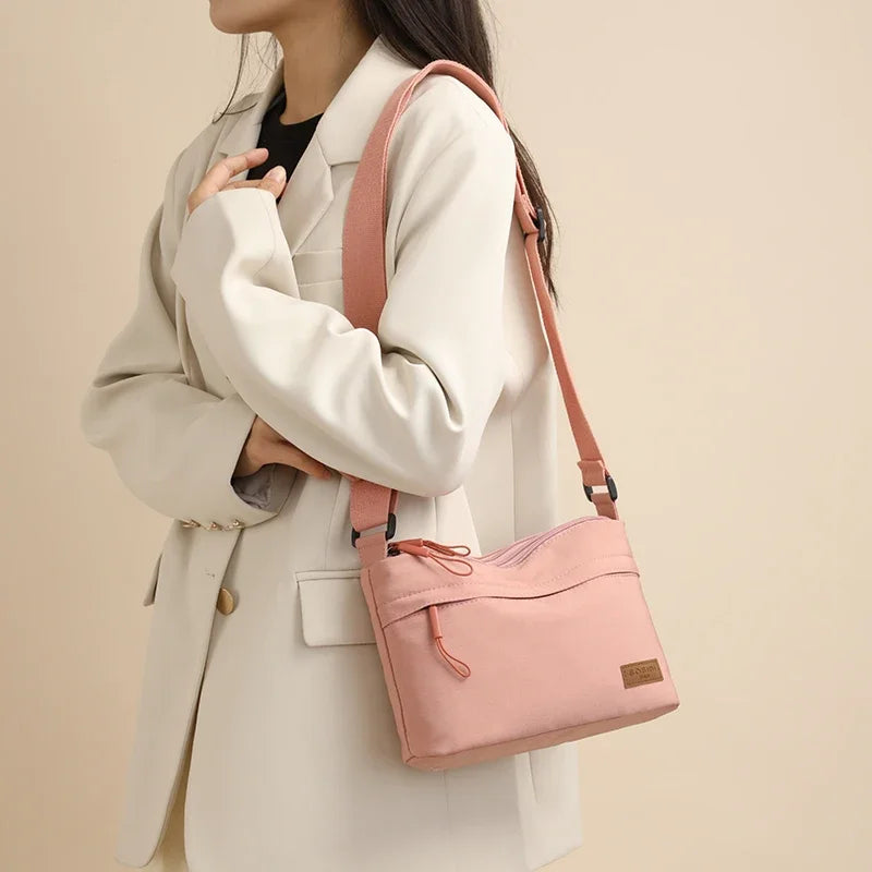 Shoulder Crossbody Bag - Women's Canvas Handbag With Multi-Pocket Purse & Zipper Closure - ZOOMNSTORE