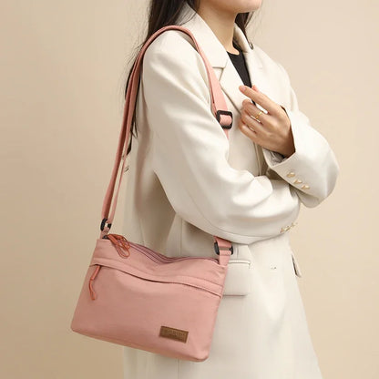 Shoulder Crossbody Bag - Women's Canvas Handbag With Multi-Pocket Purse & Zipper Closure - ZOOMNSTORE