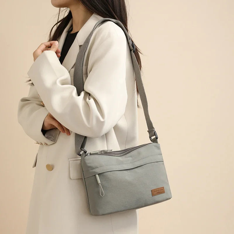 Shoulder Crossbody Bag - Women's Canvas Handbag With Multi-Pocket Purse & Zipper Closure - ZOOMNSTORE