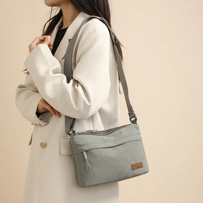 Shoulder Crossbody Bag - Women's Canvas Handbag With Multi-Pocket Purse & Zipper Closure - ZOOMNSTORE