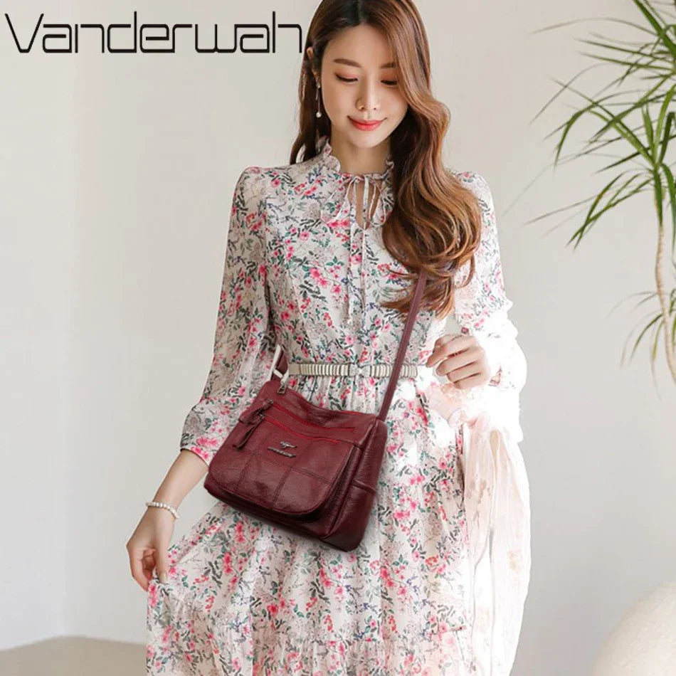 Leather Crossbody Bag for Women - Stylish Many Pockets Messenger Handbag 2024 - ZOOMNSTORE