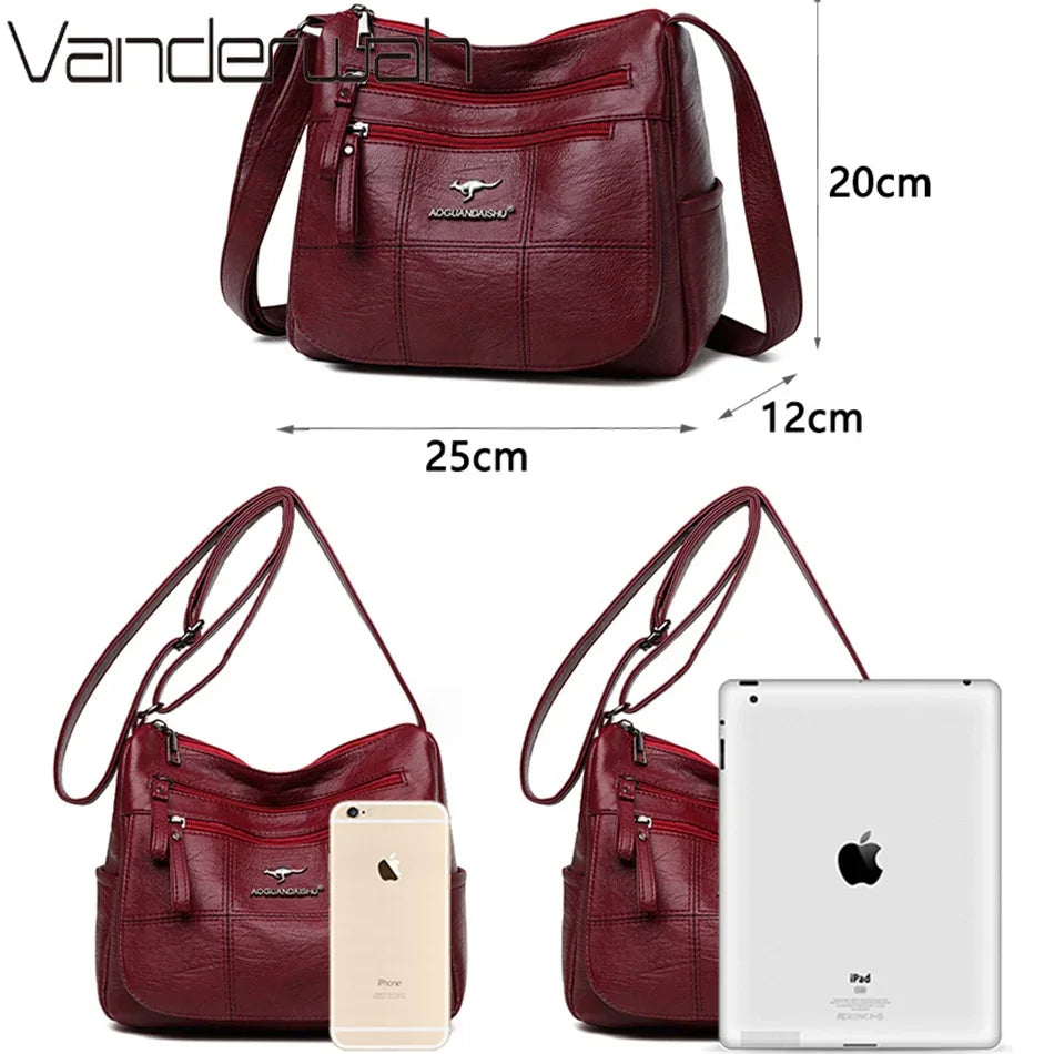 Leather Crossbody Bag for Women - Stylish Many Pockets Messenger Handbag 2024 - ZOOMNSTORE