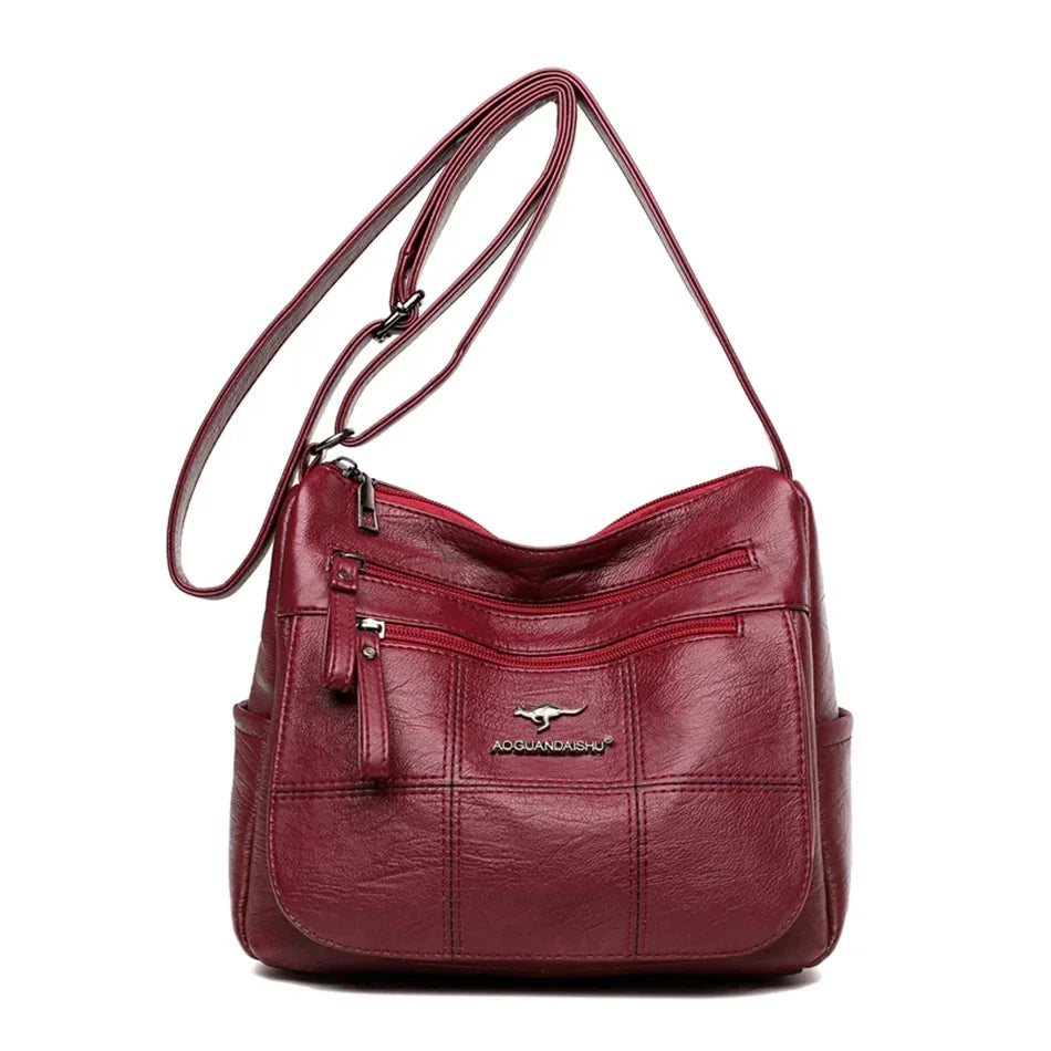 Leather Crossbody Bag for Women - Stylish Many Pockets Messenger Handbag 2024 - ZOOMNSTORE