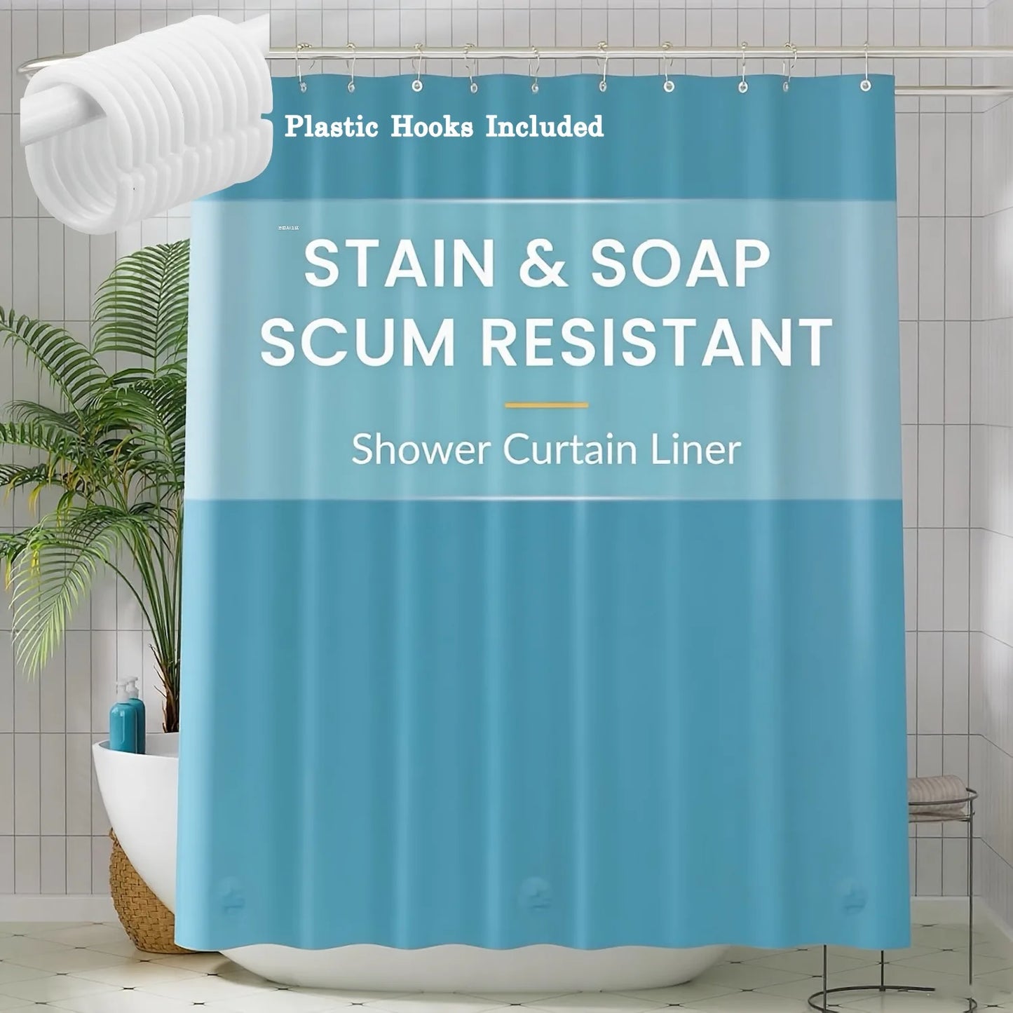 Lightweight Waterproof Shower Curtain Liner with Magnets  Rustproof Grommets - ZOOMNSTORE