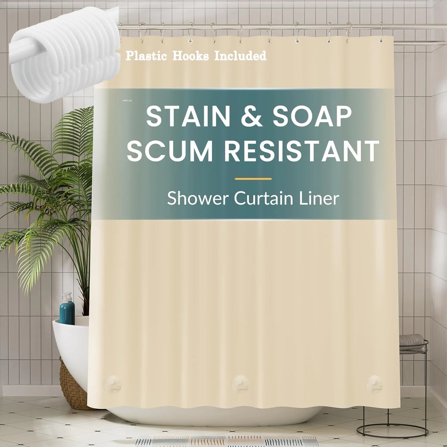 Lightweight Waterproof Shower Curtain Liner with Magnets  Rustproof Grommets - ZOOMNSTORE