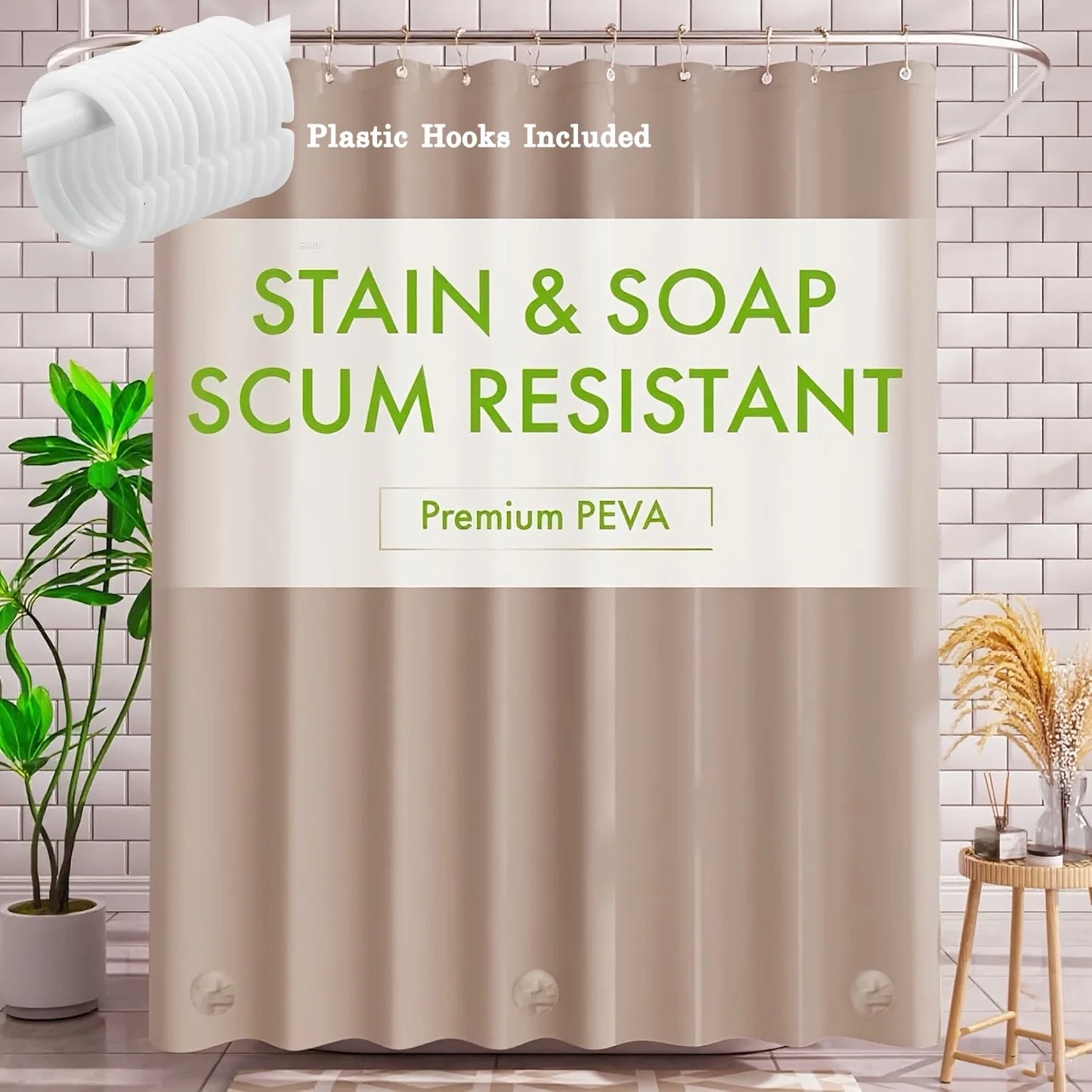 Lightweight Waterproof Shower Curtain Liner with Magnets  Rustproof Grommets - ZOOMNSTORE