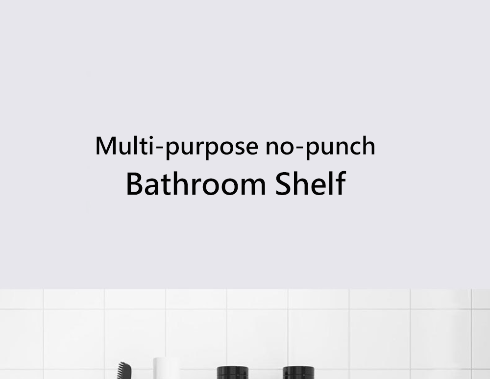 Black Shower Storage Rack - Wall-Mounted Bathroom Organizer Shelf with Hooks - ZOOMNSTORE