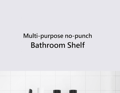 Black Shower Storage Rack - Wall-Mounted Bathroom Organizer Shelf with Hooks - ZOOMNSTORE