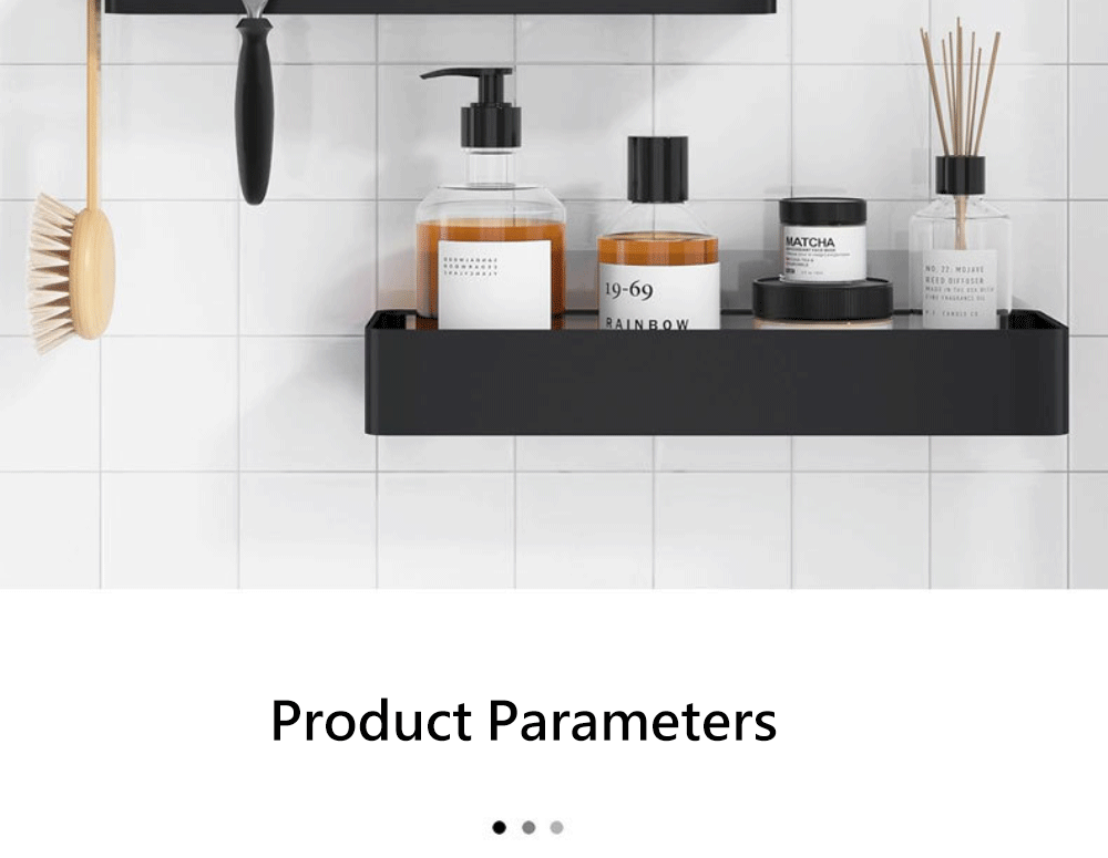 Black Shower Storage Rack - Wall-Mounted Bathroom Organizer Shelf with Hooks - ZOOMNSTORE