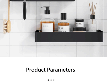 Black Shower Storage Rack - Wall-Mounted Bathroom Organizer Shelf with Hooks - ZOOMNSTORE